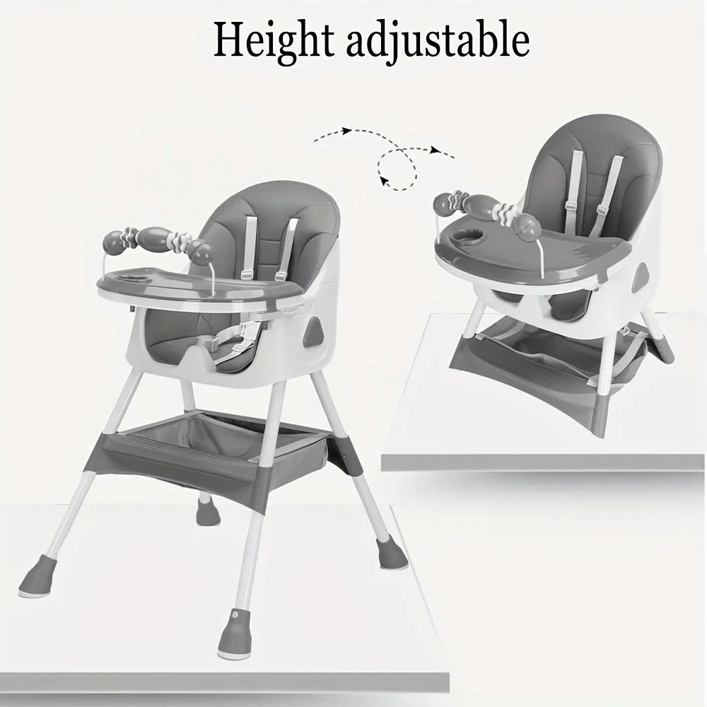 Chaise haute pliable bébé 6 mois avec grand coussin antidérapant, facile à nettoyer, E500