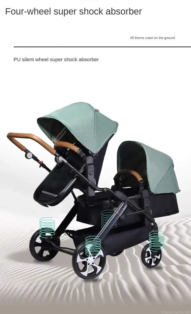 Poussette bébé Twins, poussette double, pliable, modèle D2