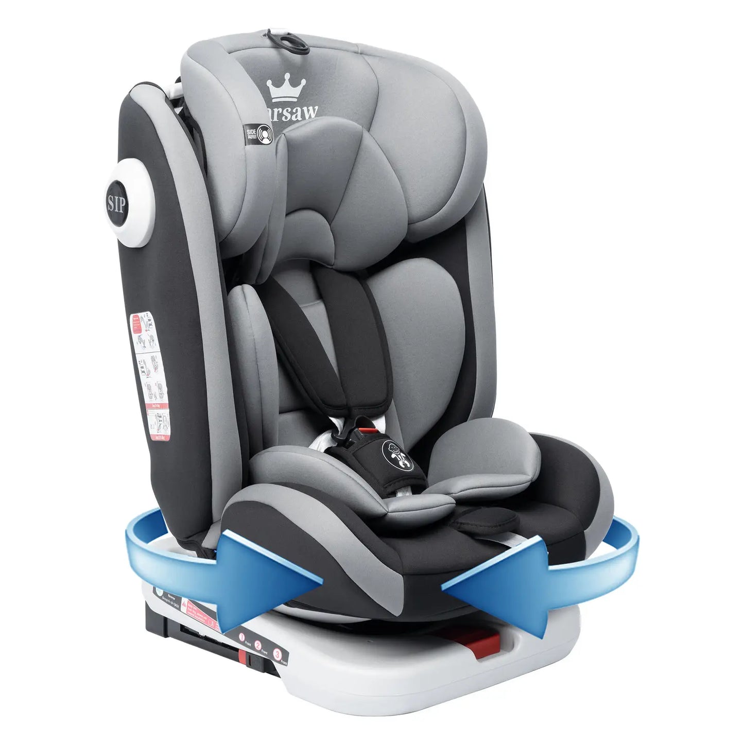 Assento infantil de 0 a 12 anos, para carro 360 ° giratório com base ISOFIX, posição de descanso Arnês de 5 pontos 9-36KG,, AP02 KL005