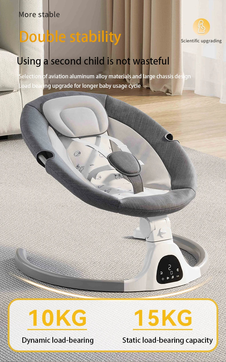 Columpio eléctrico para bebé, reclinable, mecedora para bebé, asiento de cinco puntos con mando a distancia.