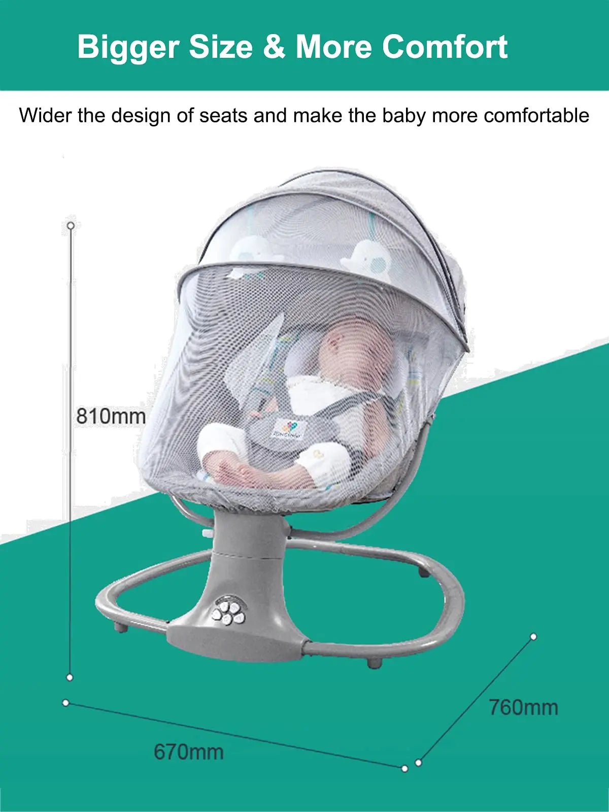 Fauteuil à bascule électrique 3 en 1 pour nouveau-né avec réglages pour une utilisation jusqu'à 3 ans comme chaise.